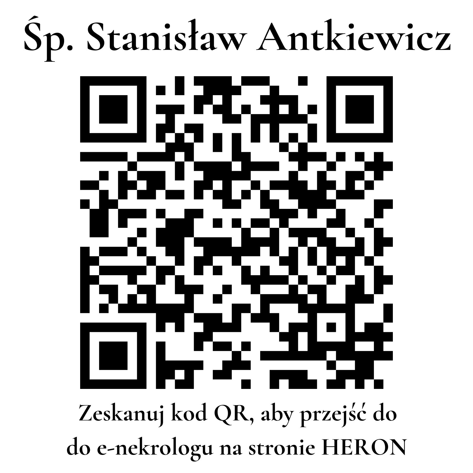 Kod QR do nekrologu Stanisław Antkiewicz Kod QR do nekrologu Stanisław Antkiewicz