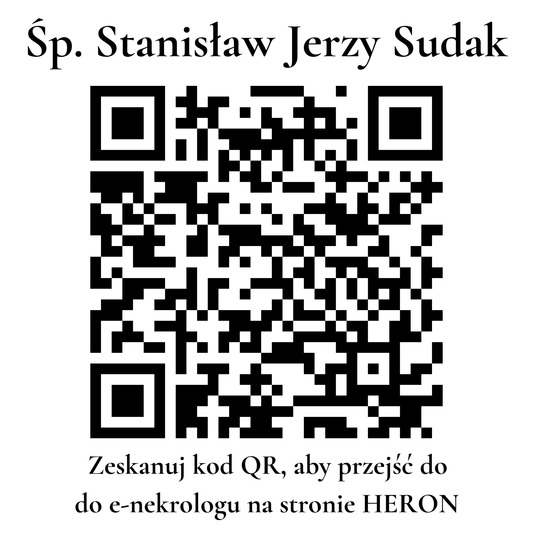 Kod QR do nekrologu Stanisław Jerzy Sudak Kod QR do nekrologu Stanisław Jerzy Sudak