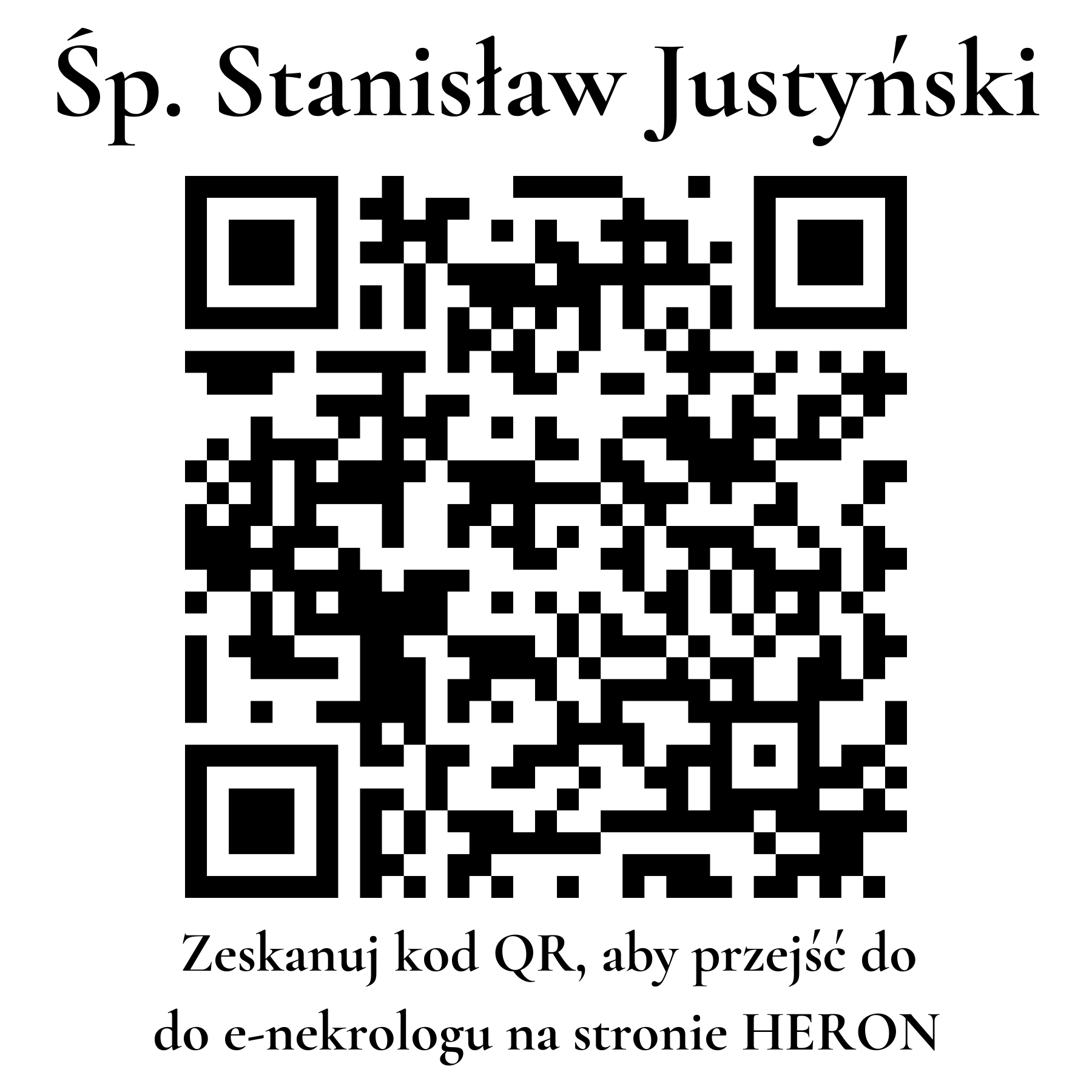 Kod QR do nekrologu Stanisław Justyński Kod QR do nekrologu Stanisław Justyński