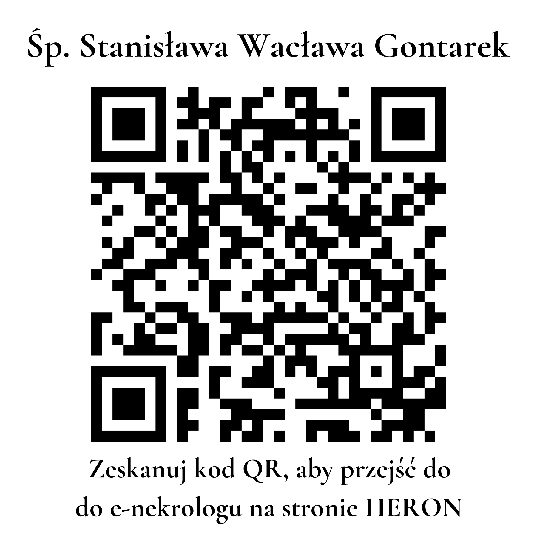 Kod QR do nekrologu Stanisława Wacława Gontarek Kod QR do nekrologu Stanisława Wacława Gontarek