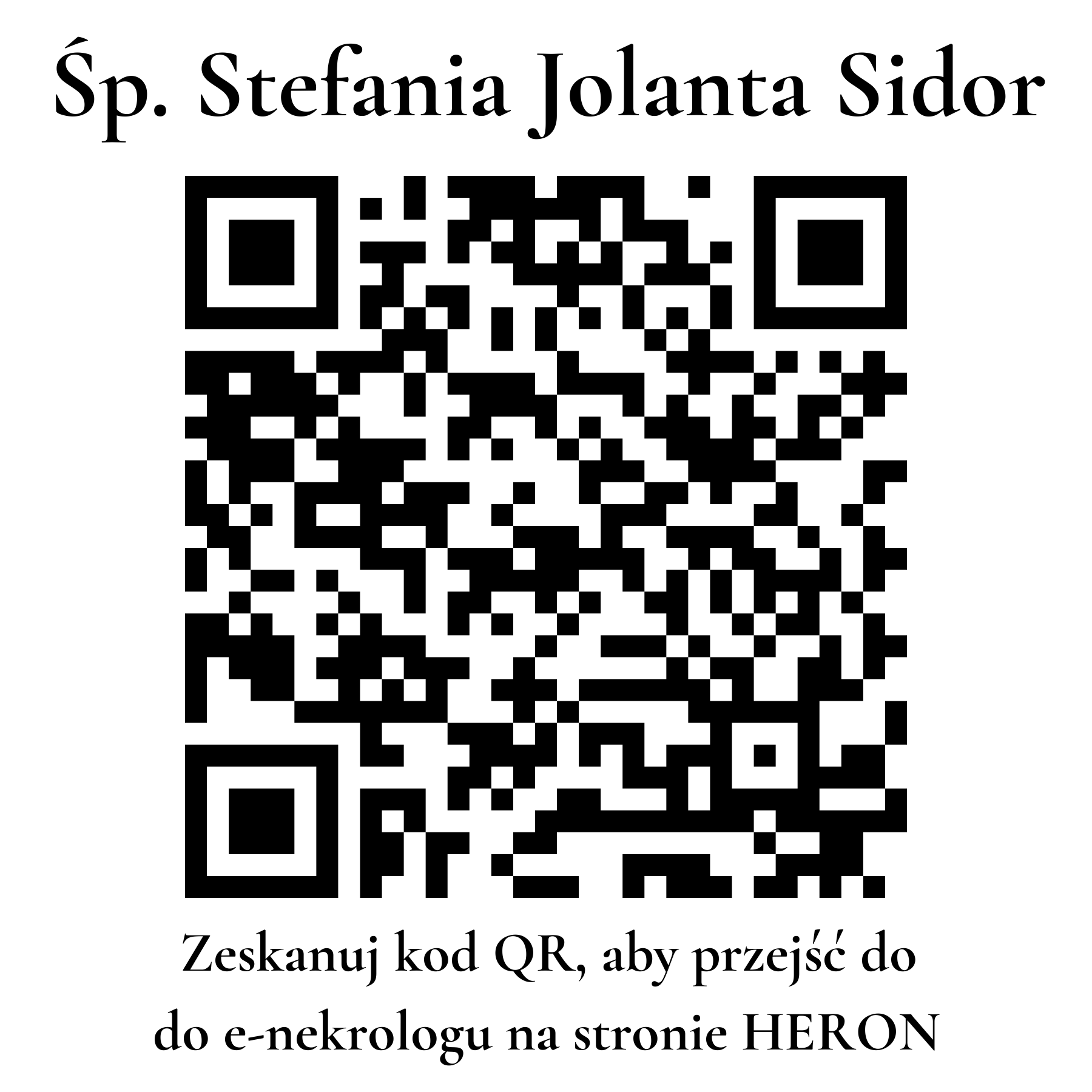 Kod QR do nekrologu Stefania Jolanta Sidor Kod QR do nekrologu Stefania Jolanta Sidor