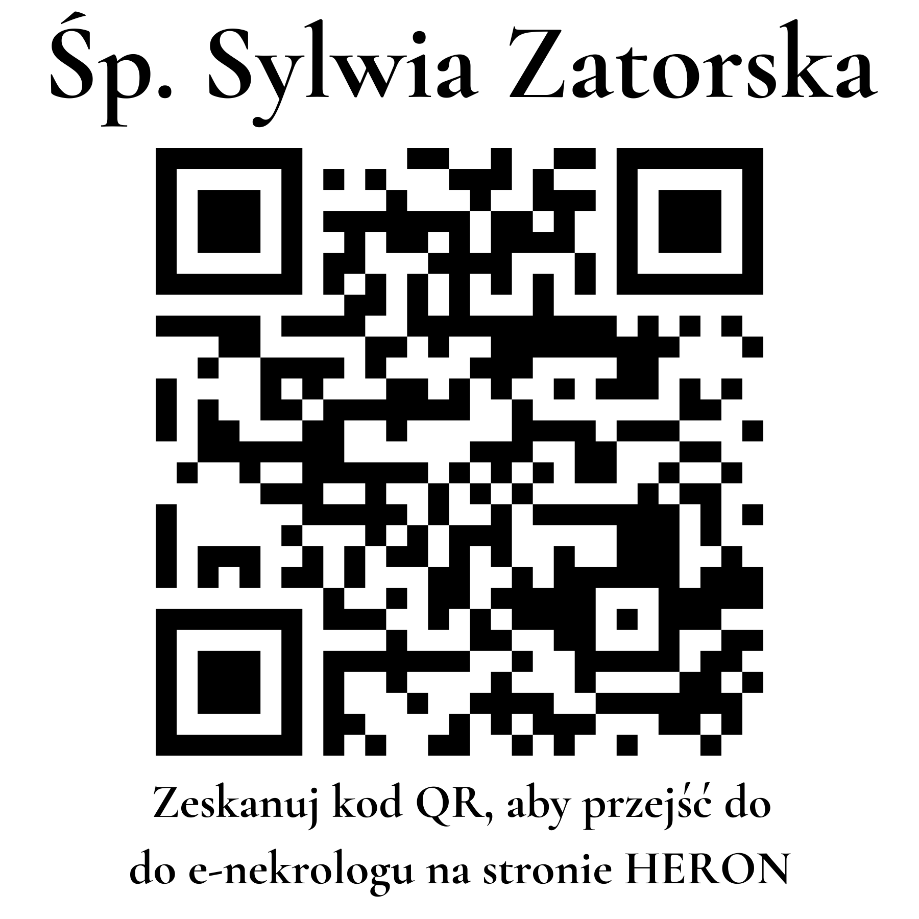 Kod QR do nekrologu Sylwia Zatorska Kod QR do nekrologu Sylwia Zatorska