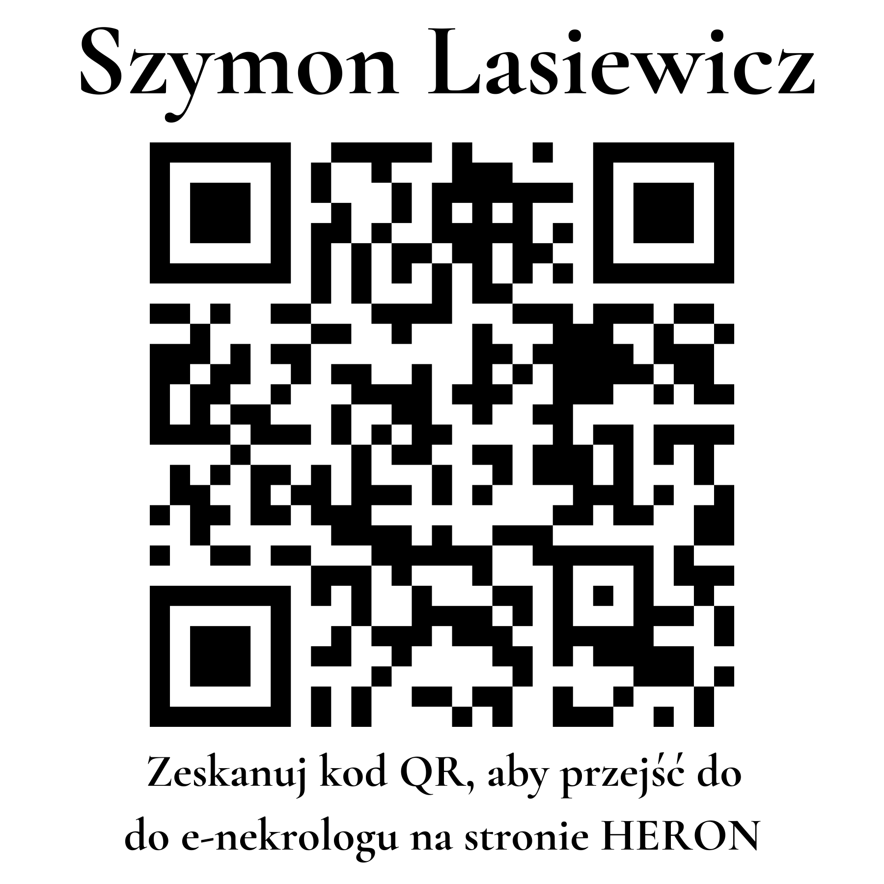 Kod QR do nekrologu Szymon Lasiewicz Kod QR do nekrologu Szymon Lasiewicz