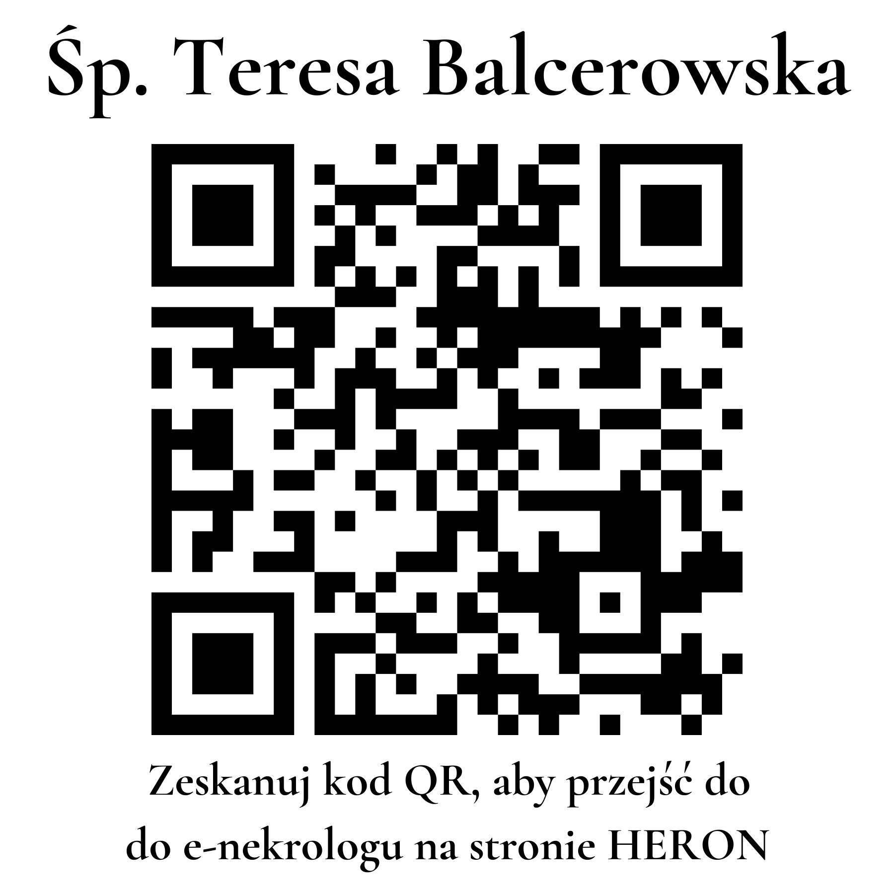 Kod QR do nekrologu Teresa Balcerowska Kod QR do nekrologu Teresa Balcerowska