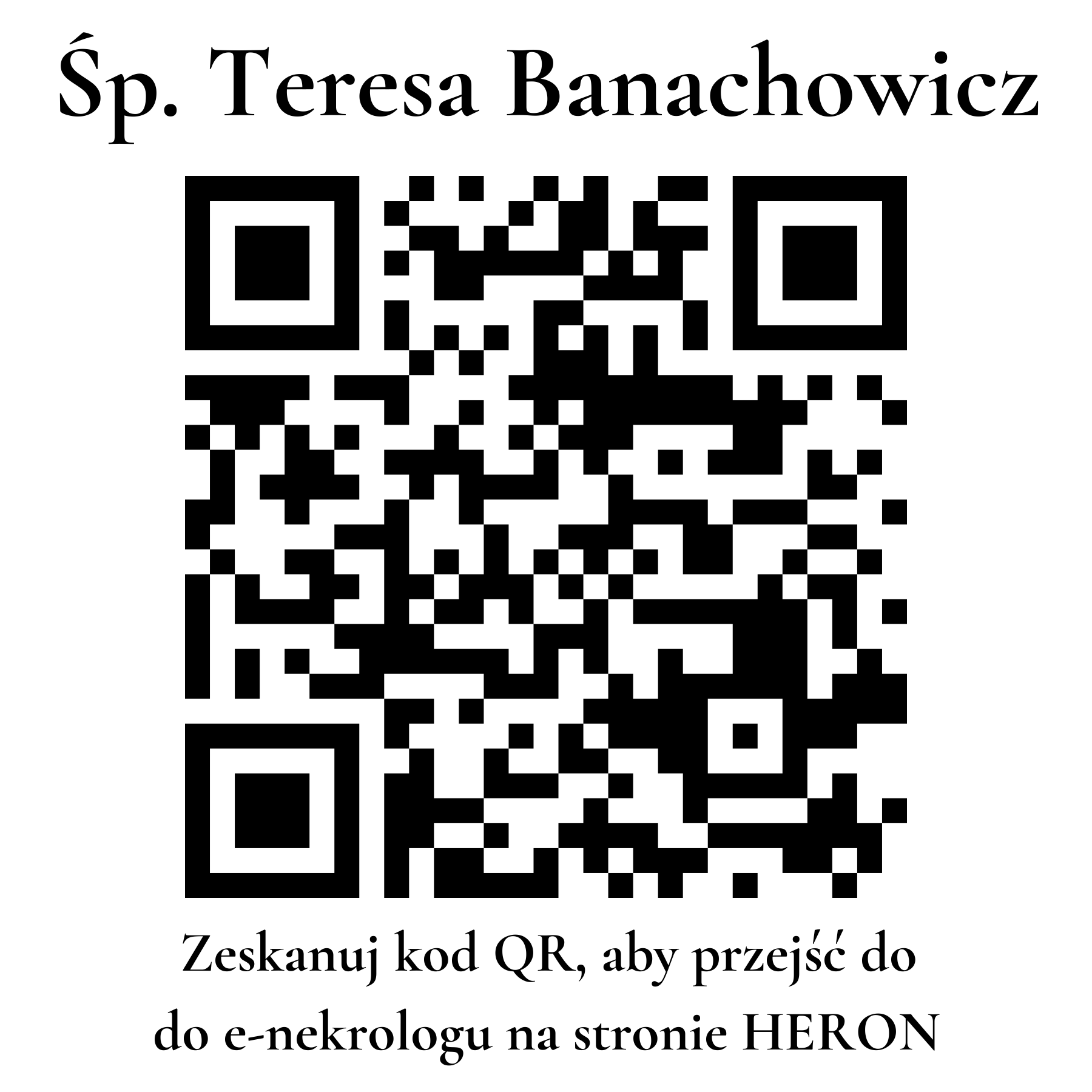 Kod QR do nekrologu Teresa Banachowicz Kod QR do nekrologu Teresa Banachowicz