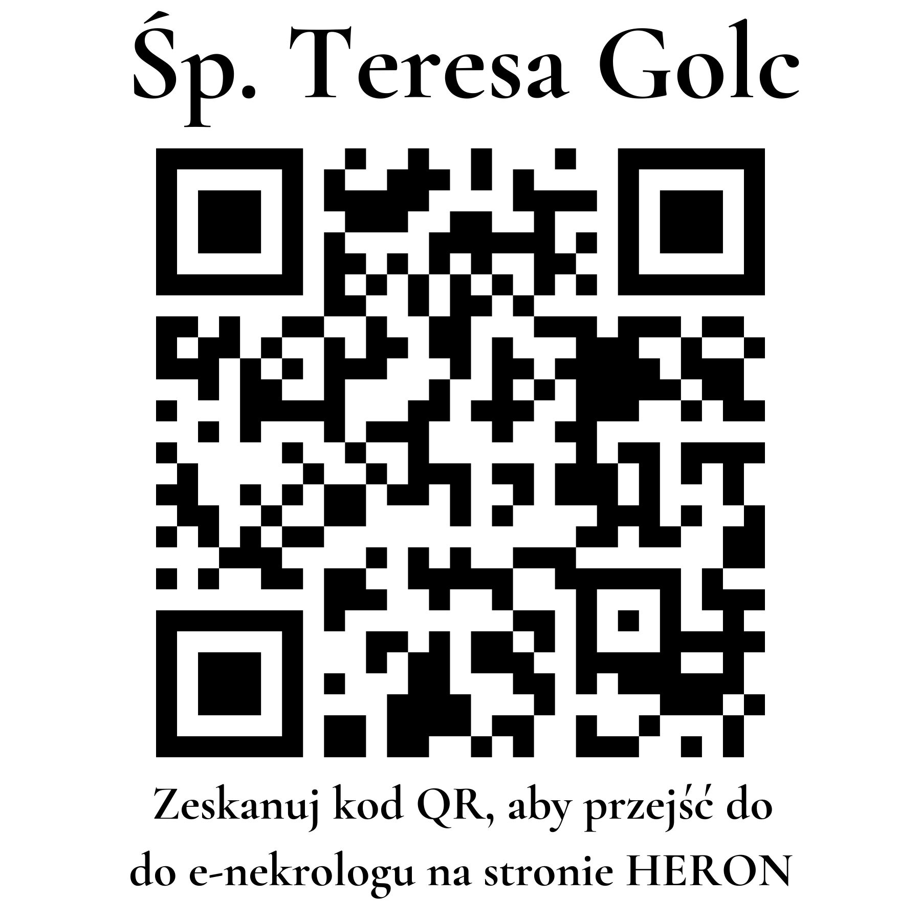 Kod QR do nekrologu Teresa Golc