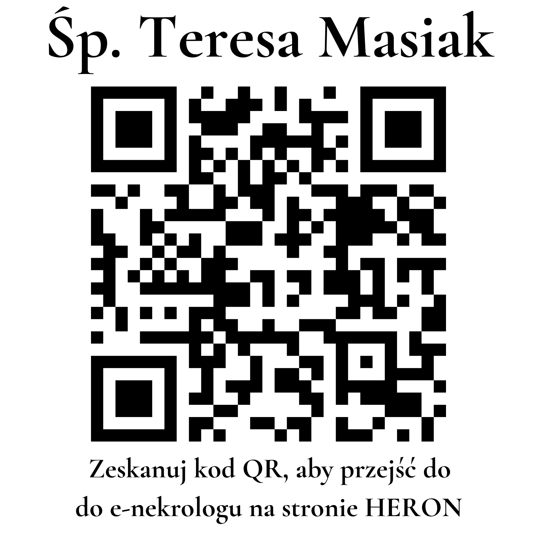 Kod QR do nekrologu Teresa Masiak Kod QR do nekrologu Teresa Masiak