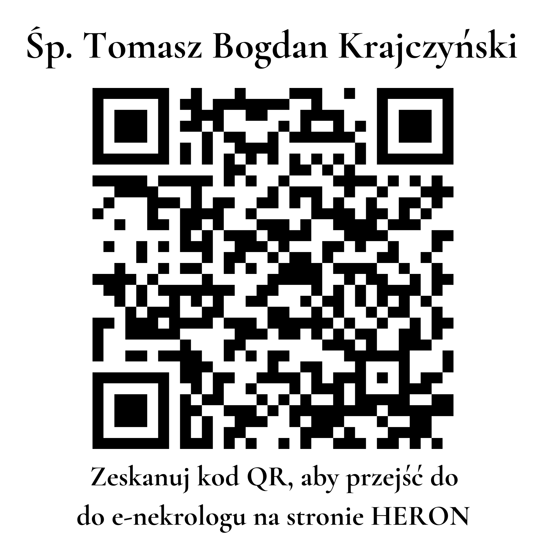 Kod QR do nekrologu Tomasz Bogdan Krajczyński Kod QR do nekrologu Tomasz Bogdan Krajczyński