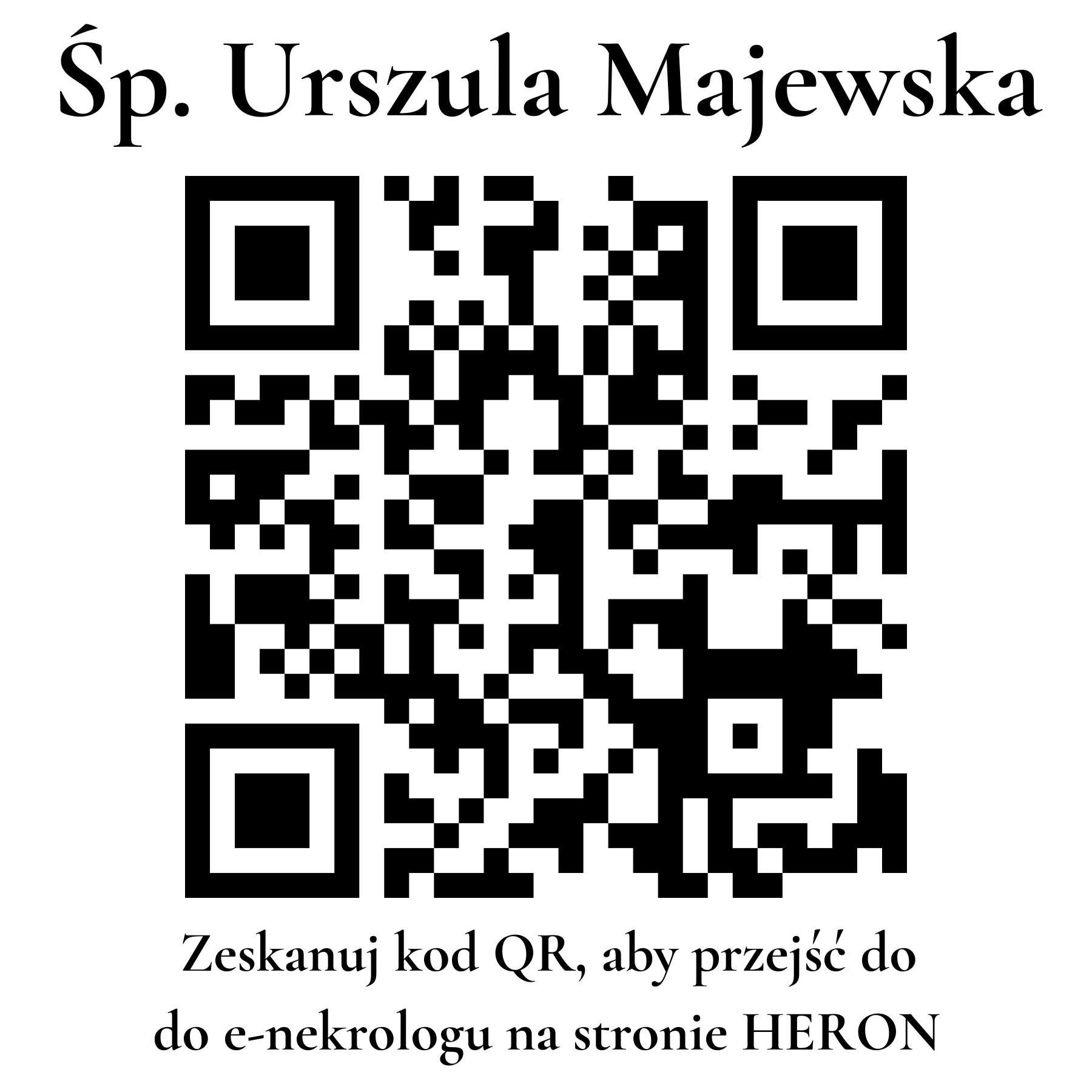 Kod QR do nekrologu Urszula Majewska Kod QR do nekrologu Urszula Majewska