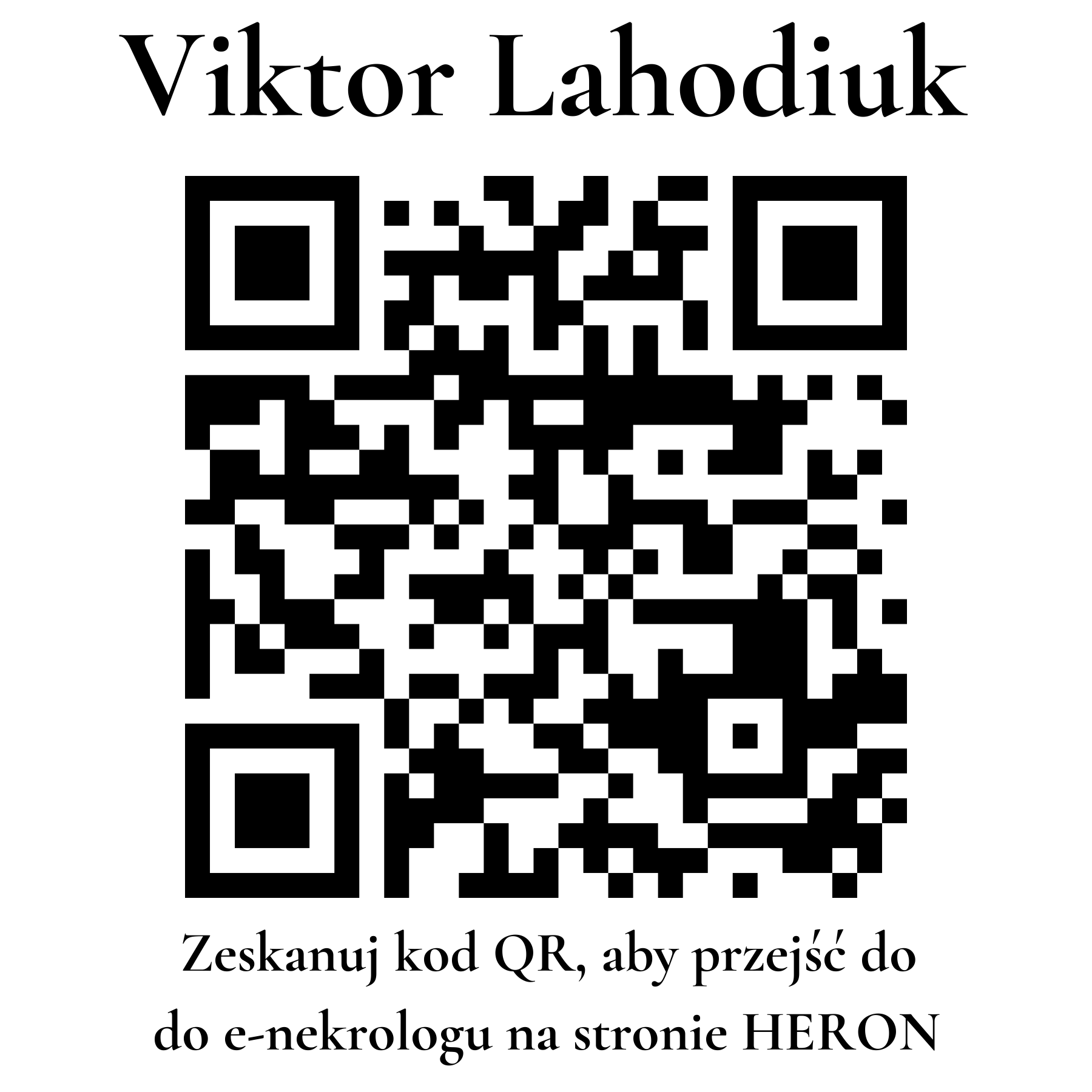 Kod QR do nekrologu Viktor Lahodiuk Kod QR do nekrologu Viktor Lahodiuk