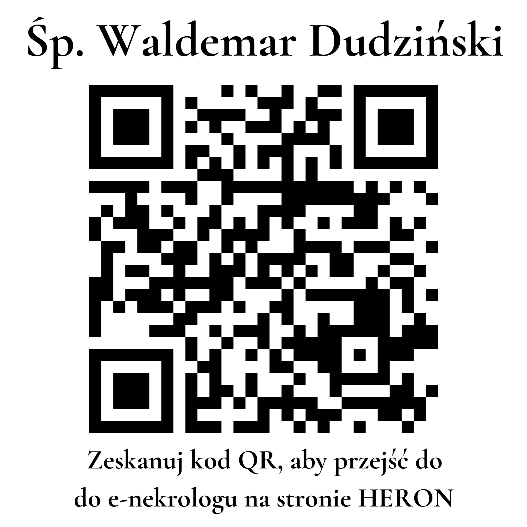 Kod QR do nekrologu Waldemar Dudziński Kod QR do nekrologu Waldemar Dudziński