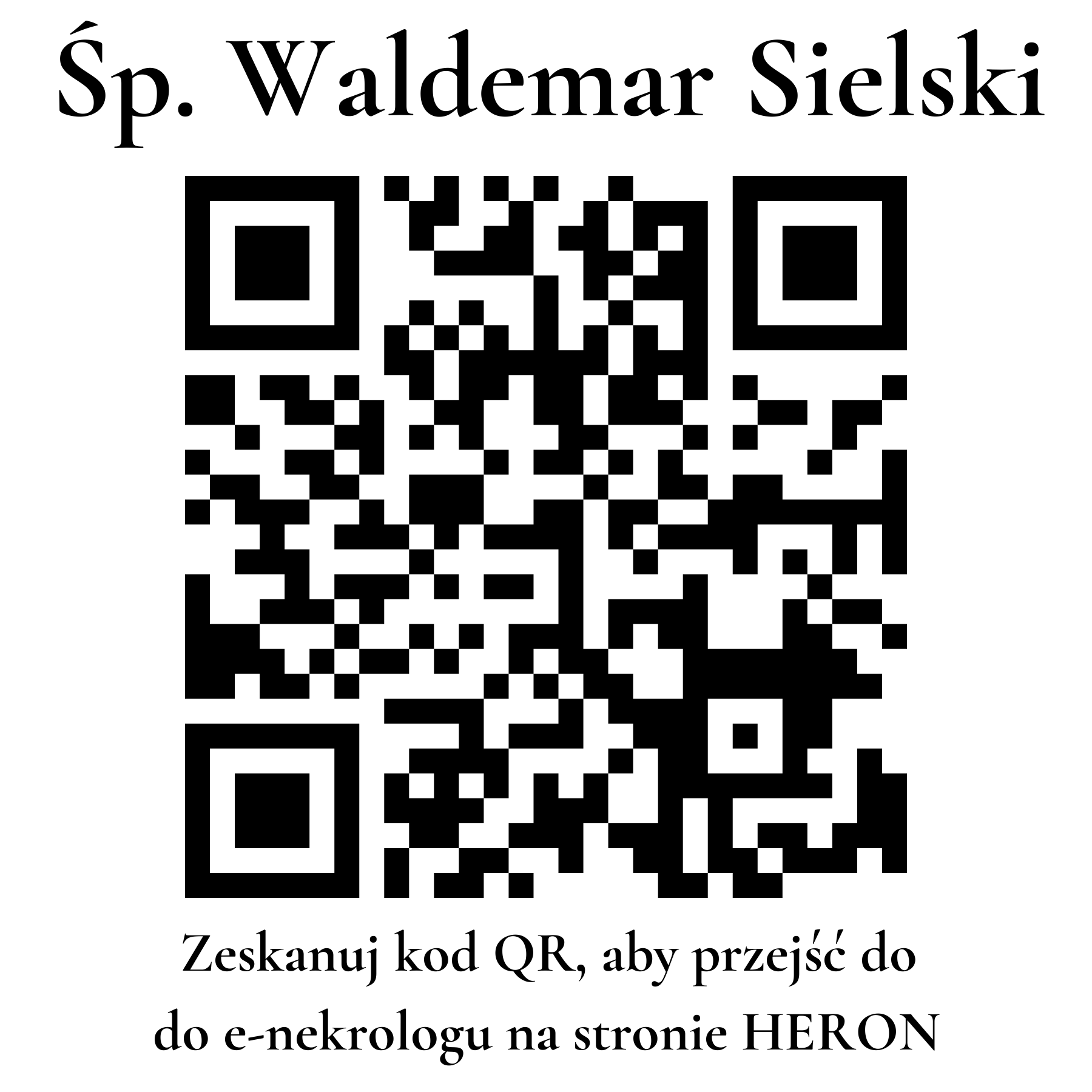 Kod QR do nekrologu Waldemar Sielski Kod QR do nekrologu Waldemar Sielski