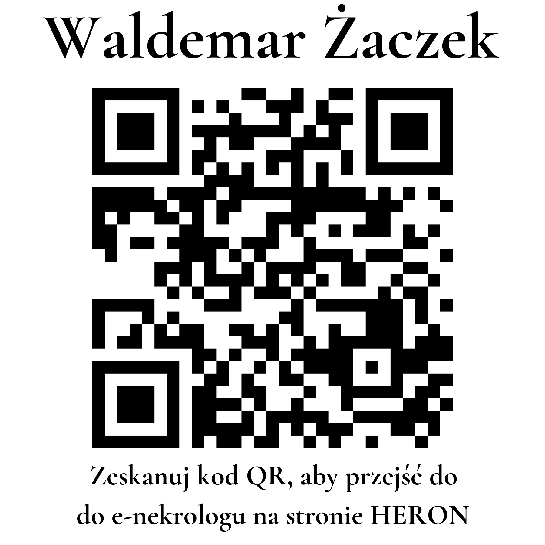 Kod QR do nekrologu Waldemar Żaczek Kod QR do nekrologu Waldemar Żaczek