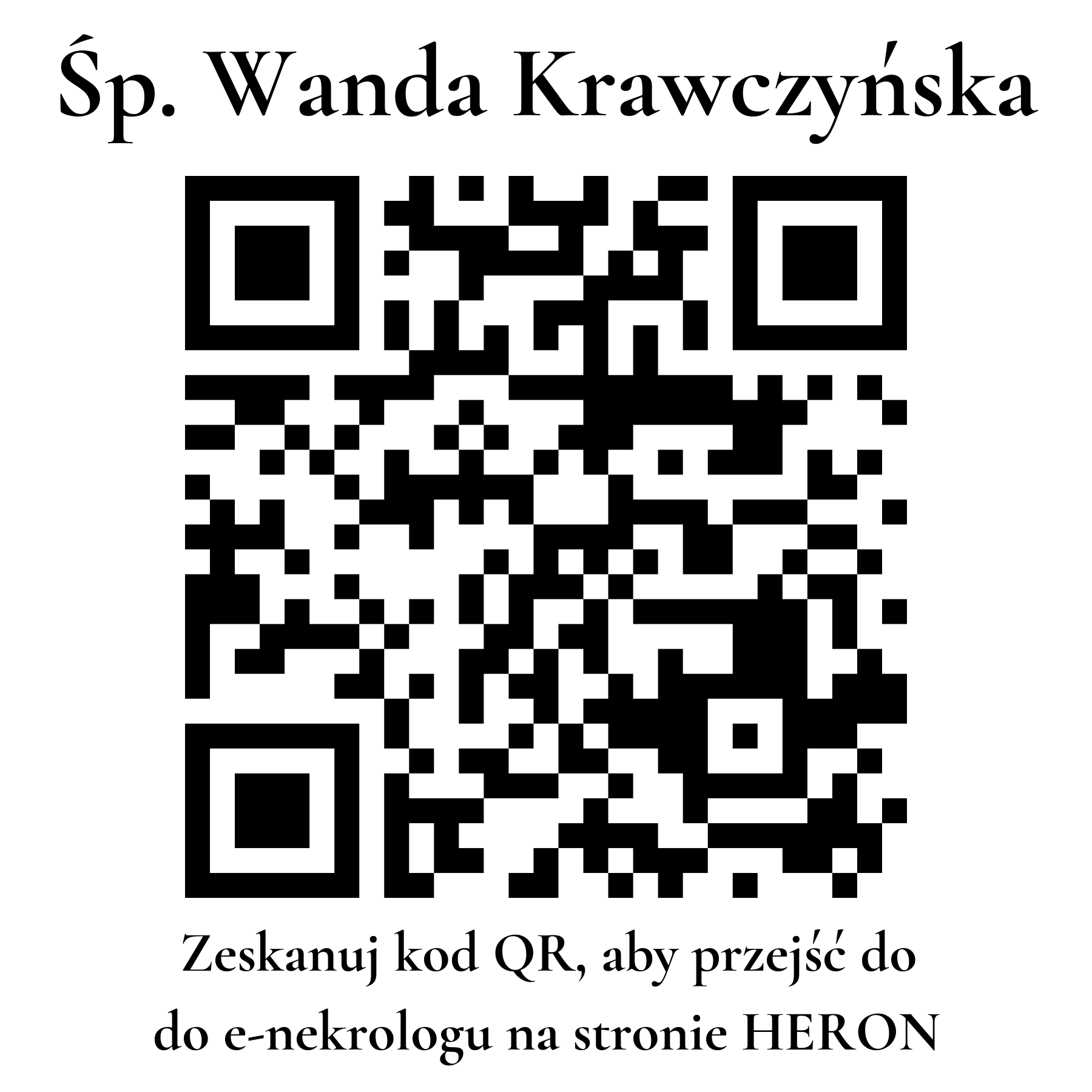 Kod QR do nekrologu Wanda Krawczyńska Kod QR do nekrologu Wanda Krawczyńska