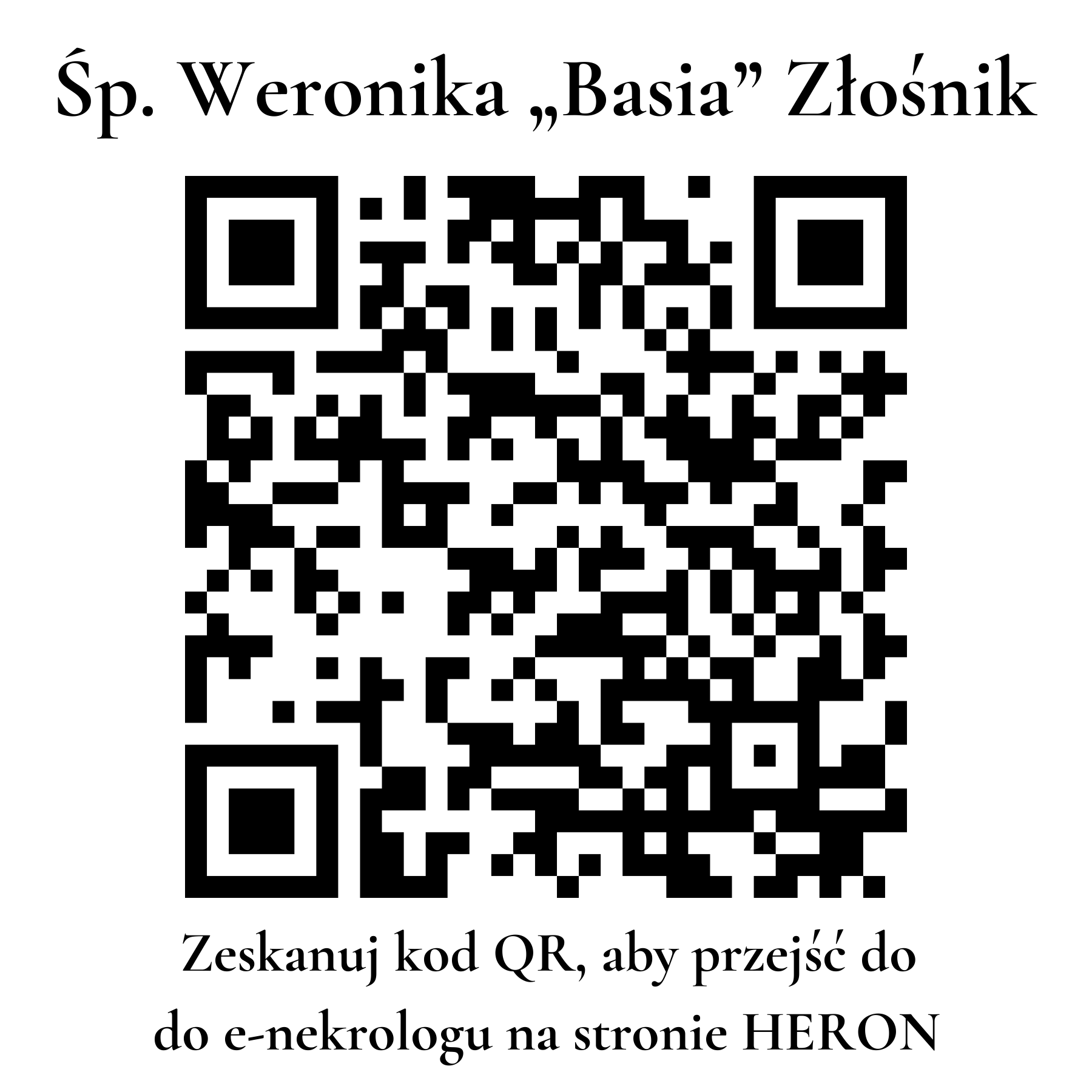 Kod QR do nekrologu Weronika „Basia” Złośnik Kod QR do nekrologu Weronika „Basia” Złośnik