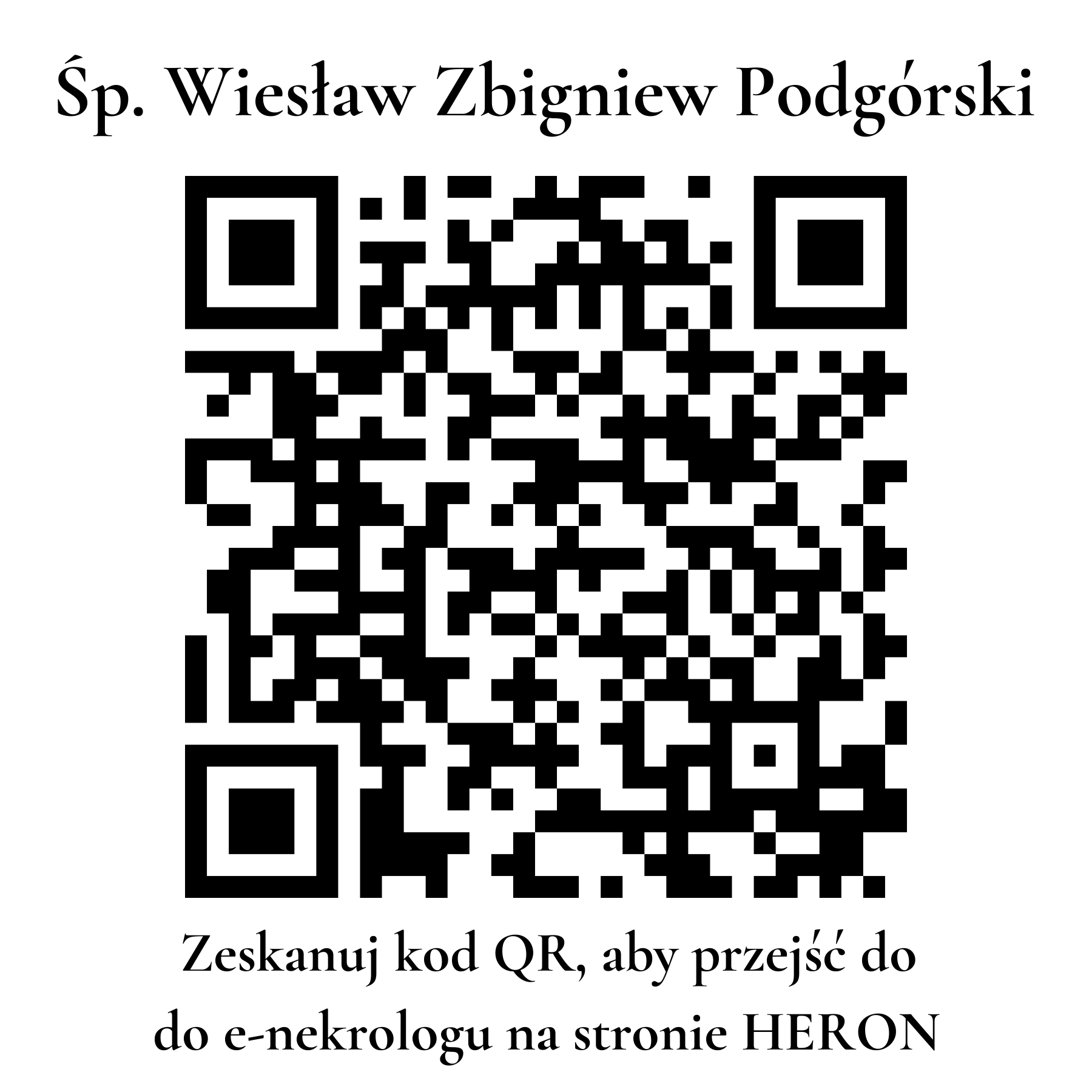 Kod QR do nekrologu Wiesław Zbigniew Podgórski