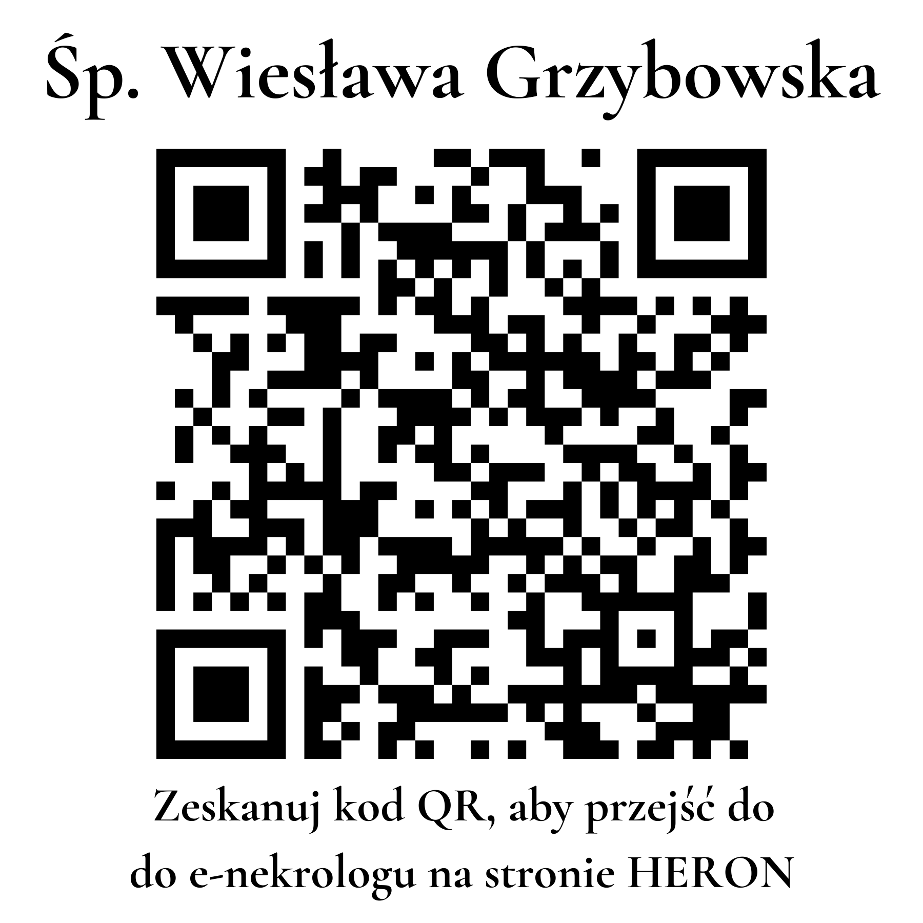 Kod QR do nekrologu Wiesława Grzybowska Kod QR do nekrologu Wiesława Grzybowska