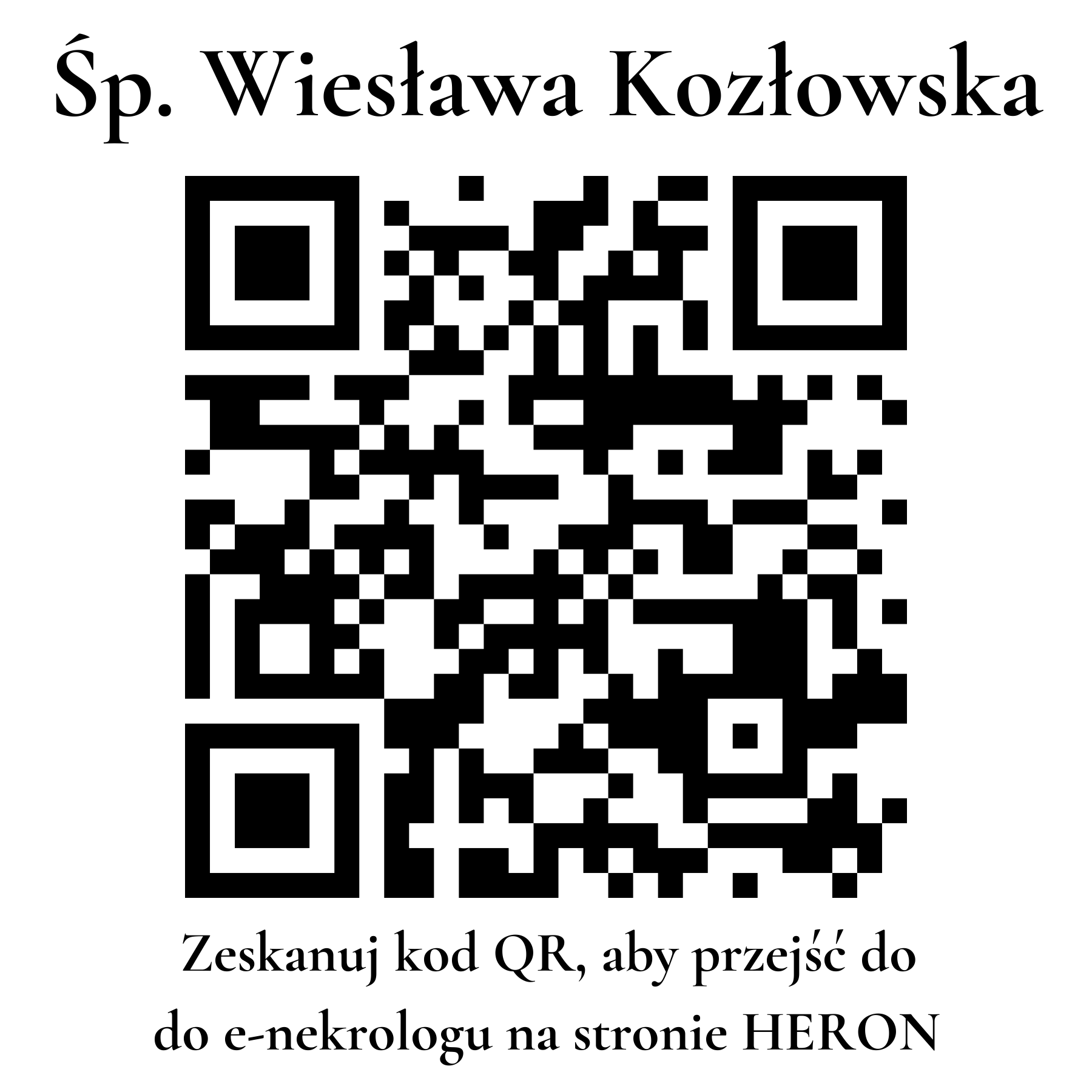 Kod QR do nekrologu Wiesława Kozłowska Kod QR do nekrologu Wiesława Kozłowska
