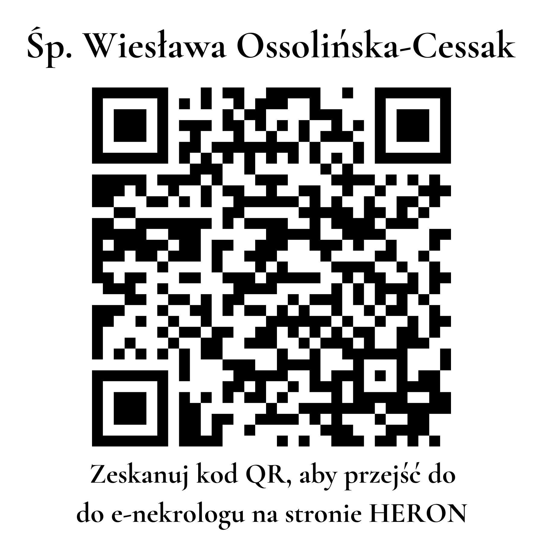 Kod QR do nekrologu Wiesława Ossolińska-Cessak