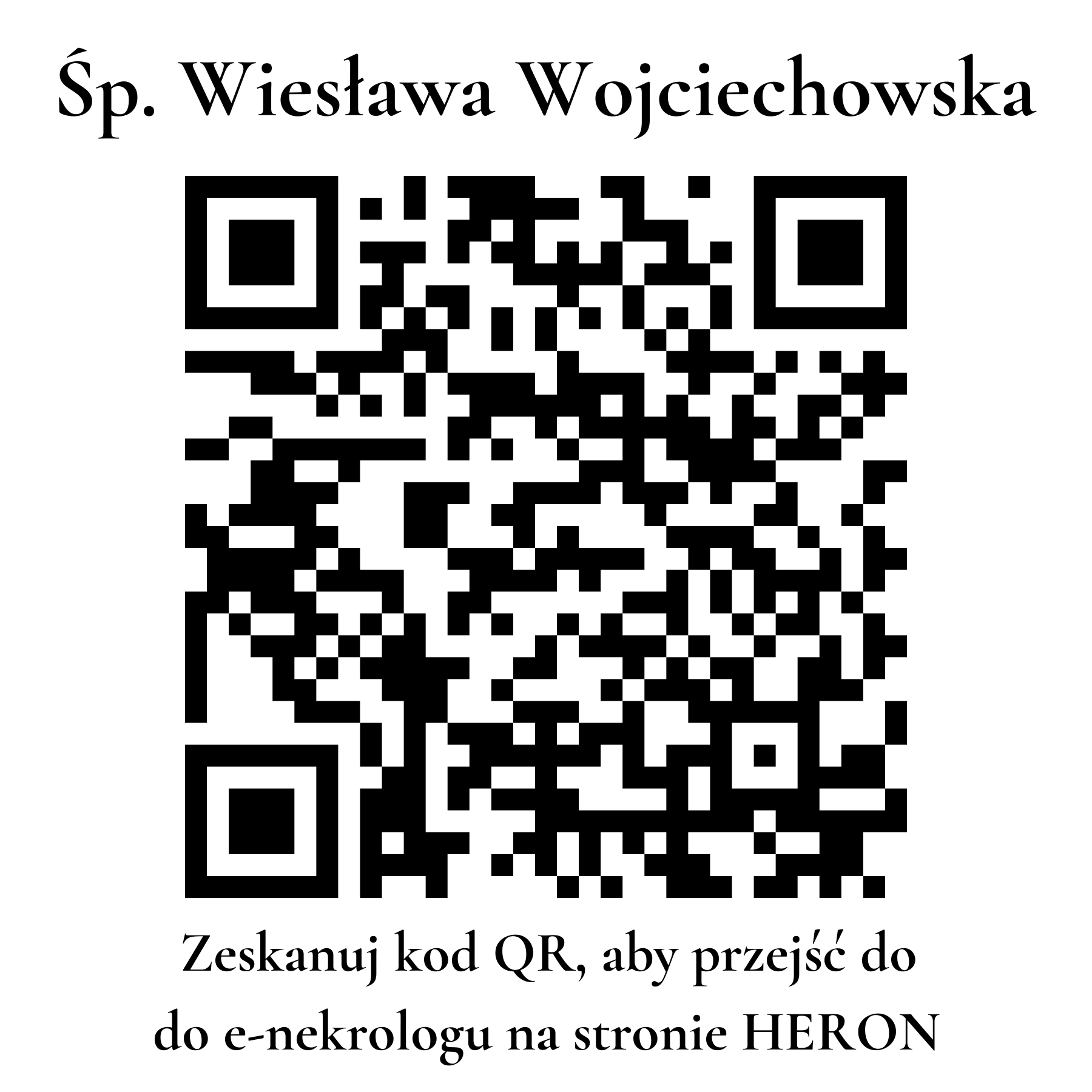 Kod QR do nekrologu Wiesława Wojciechowska Kod QR do nekrologu Wiesława Wojciechowska