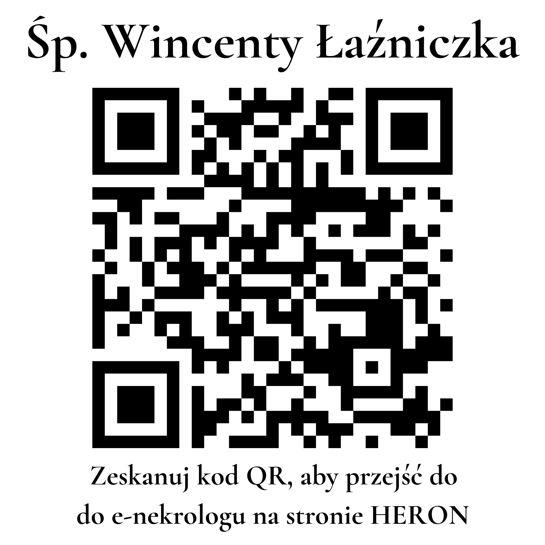 Kod QR do nekrologu Wincenty Łaźniczka Kod QR do nekrologu Wincenty Łaźniczka