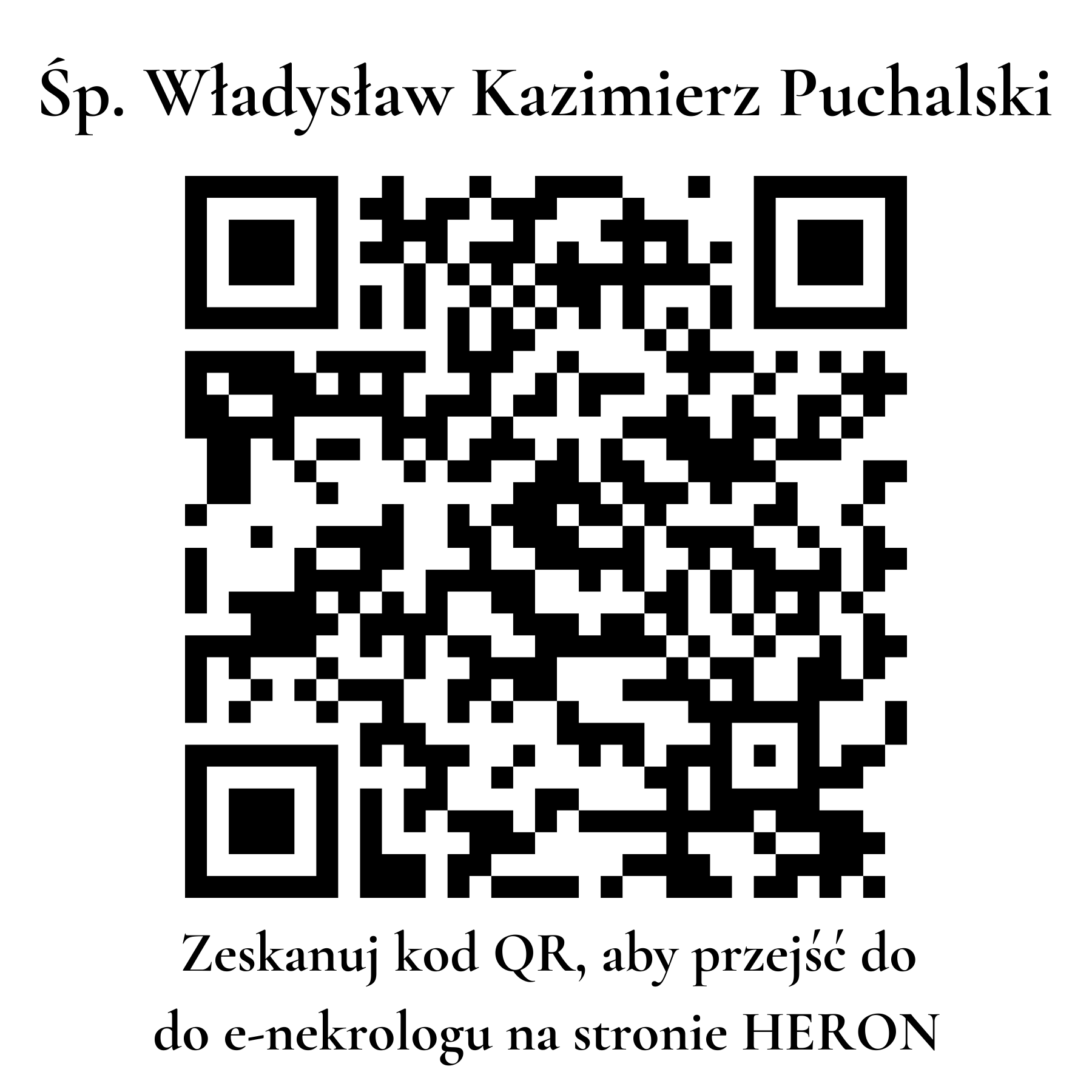 Kod QR do nekrologu Władysław Kazimierz Puchalski Kod QR do nekrologu Władysław Kazimierz Puchalski