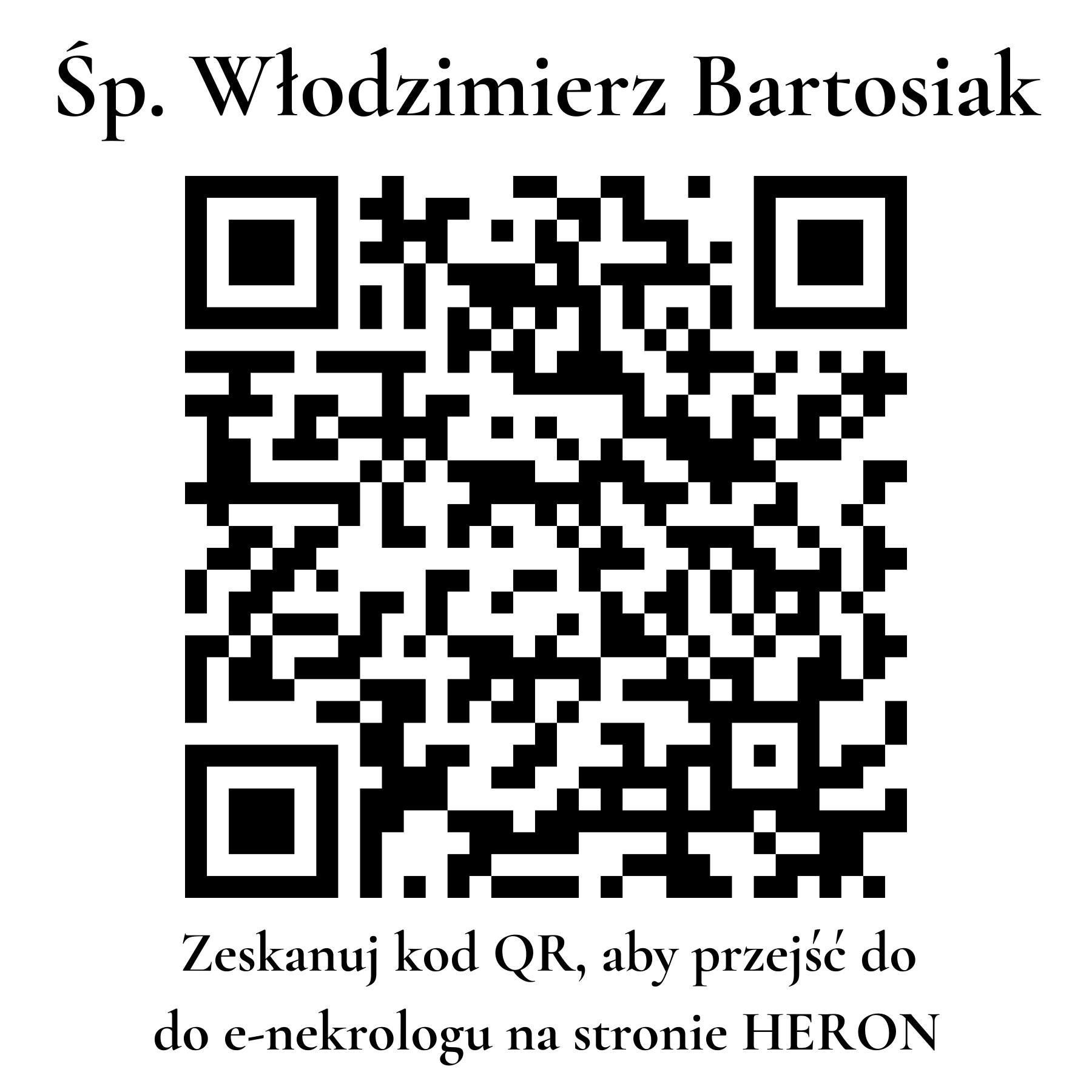 Kod QR do nekrologu Włodzimierz Bartosiak Kod QR do nekrologu Włodzimierz Bartosiak