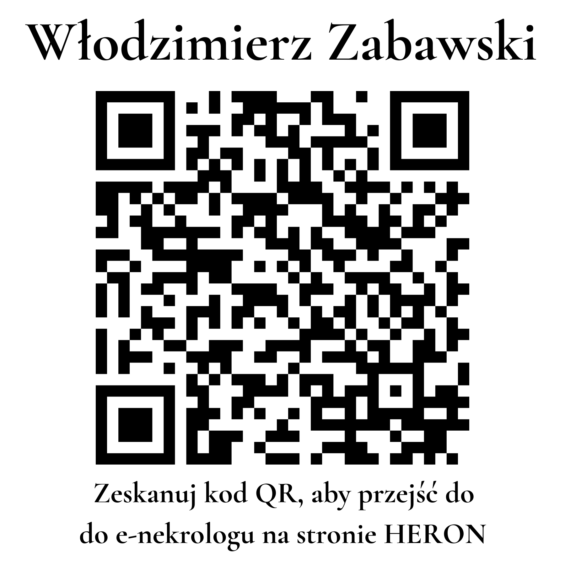 Kod QR do nekrologu Włodzimierz Zabawski Kod QR do nekrologu Włodzimierz Zabawski