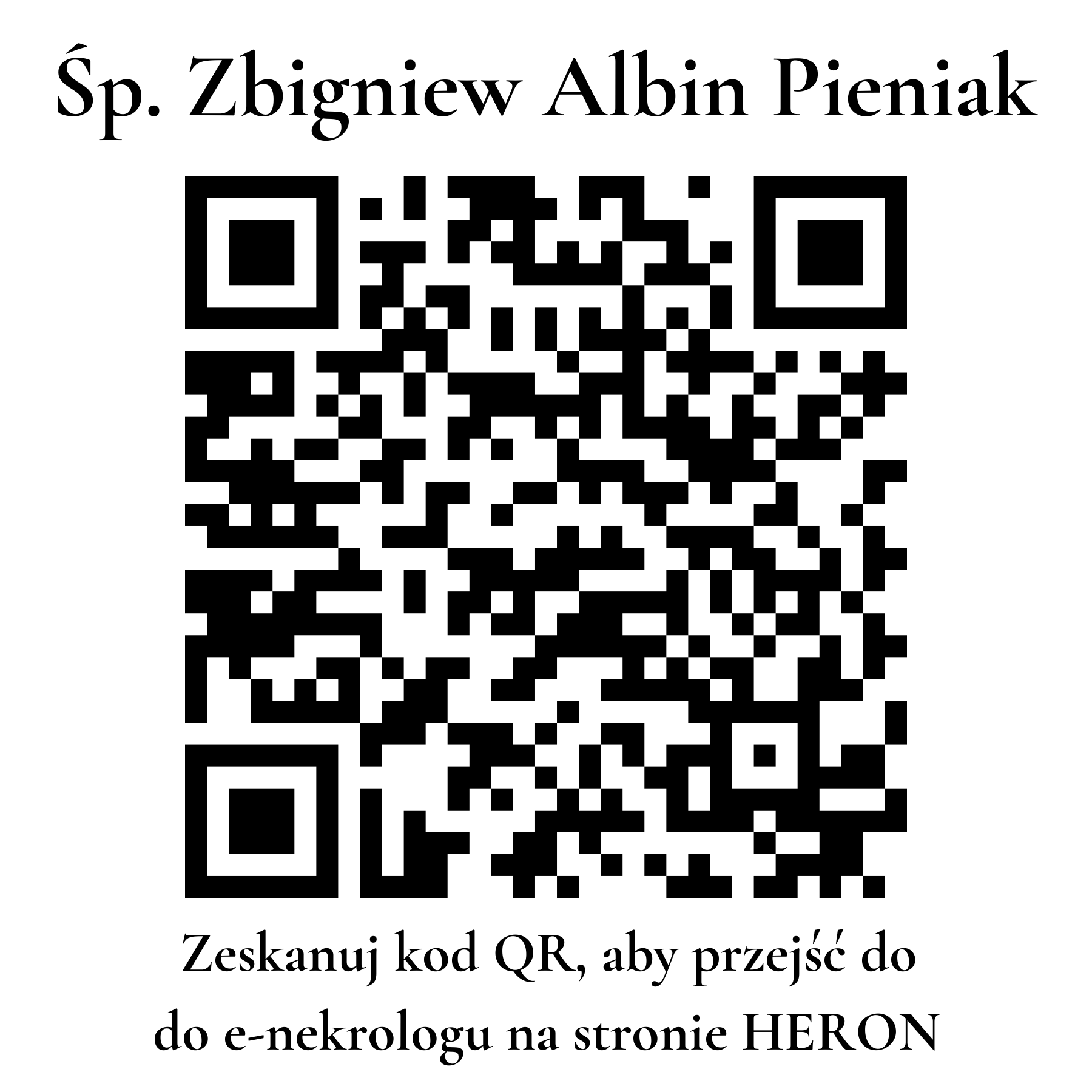 Kod QR do nekrologu Zbigniew Albin Pieniak
