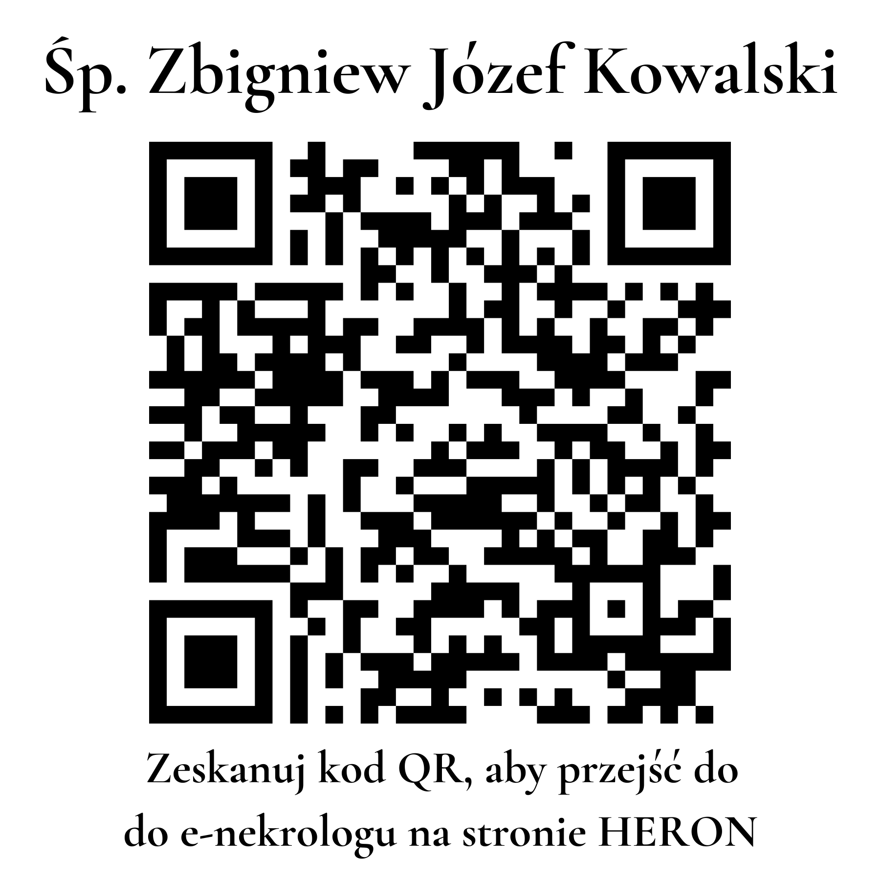 Kod QR do nekrologu Zbigniew Józef Kowalski Kod QR do nekrologu Zbigniew Józef Kowalski