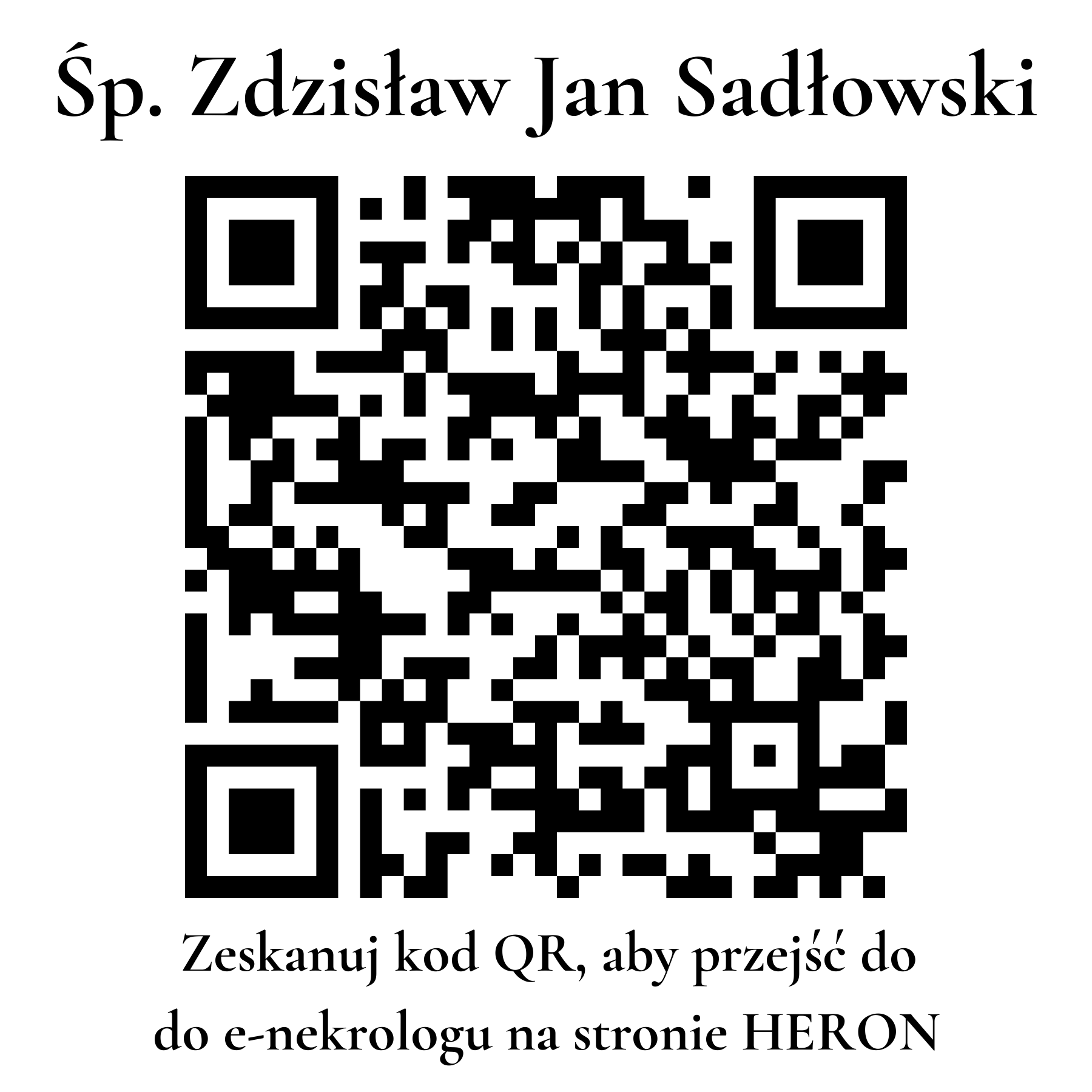 Kod QR do nekrologu Zdzisław Jan Sadłowski Kod QR do nekrologu Zdzisław Jan Sadłowski