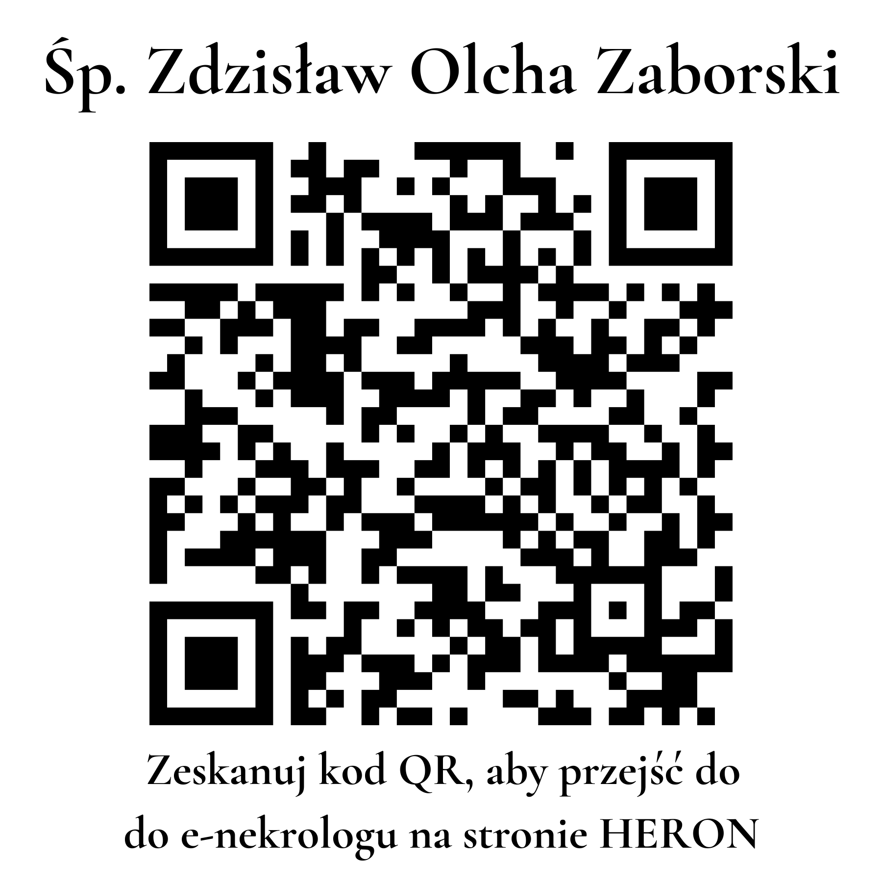 Kod QR do nekrologu Zdzisław Olcha Zaborski