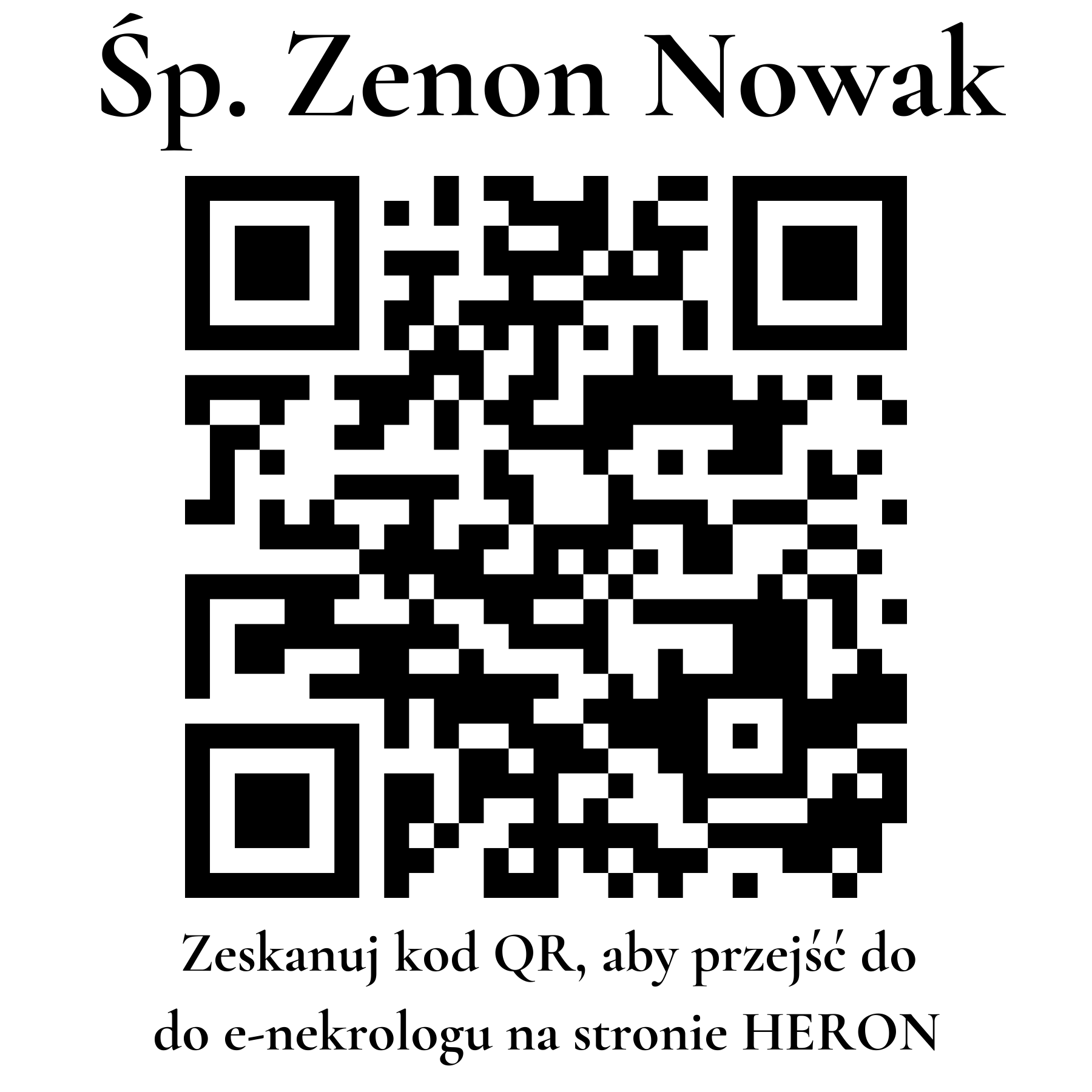Kod QR do nekrologu Zenon Nowak Kod QR do nekrologu Zenon Nowak