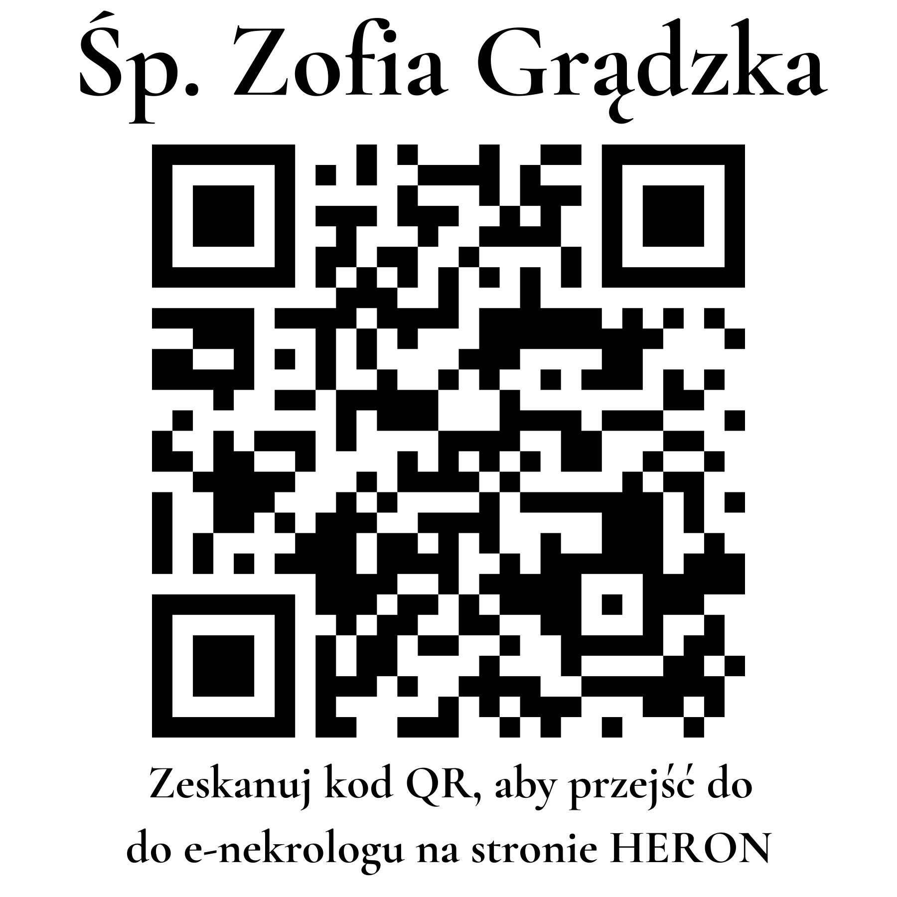 Kod QR do nekrologu Zofia Grądzka Kod QR do nekrologu Zofia Grądzka