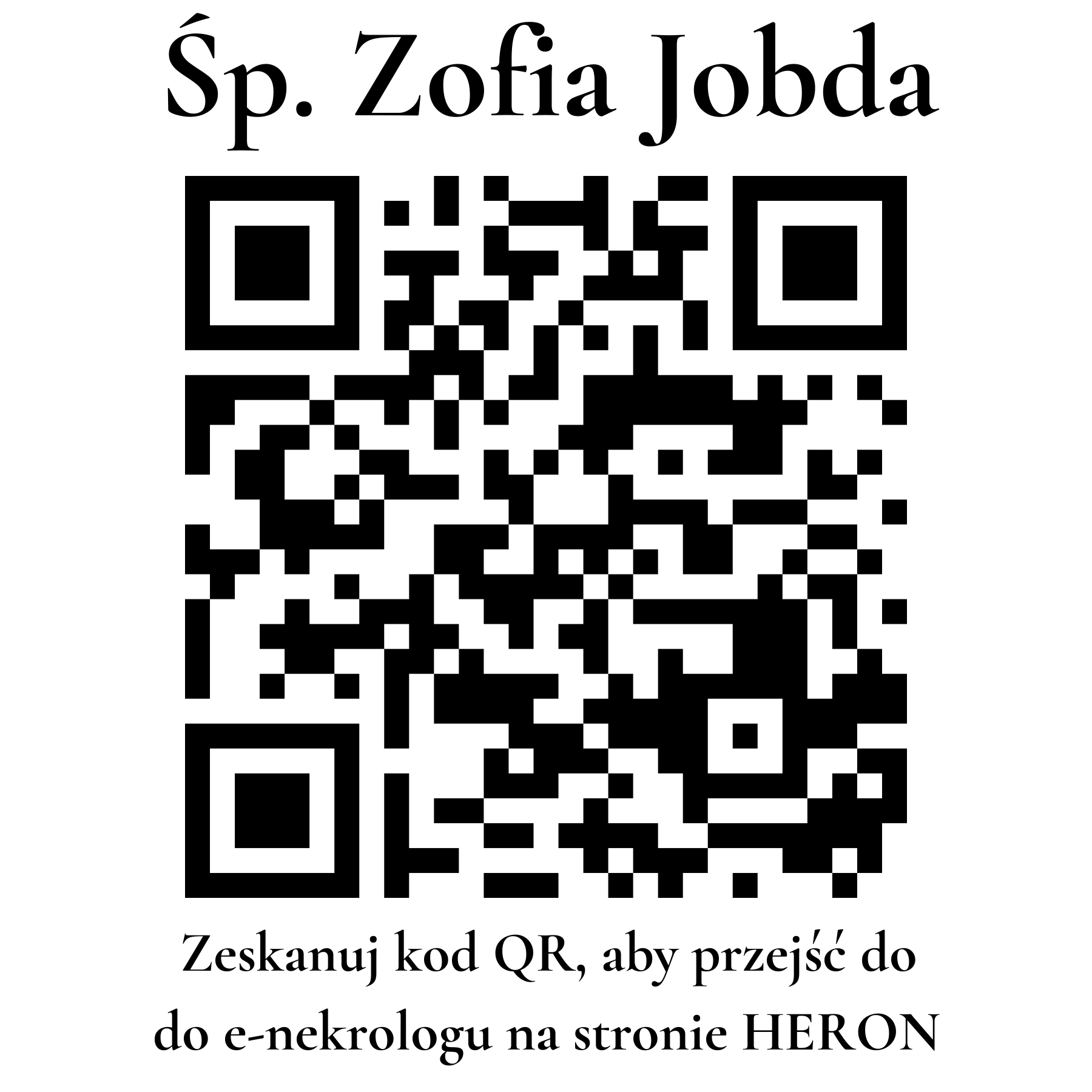 Kod QR do nekrologu Zofia Jobda Kod QR do nekrologu Zofia Jobda