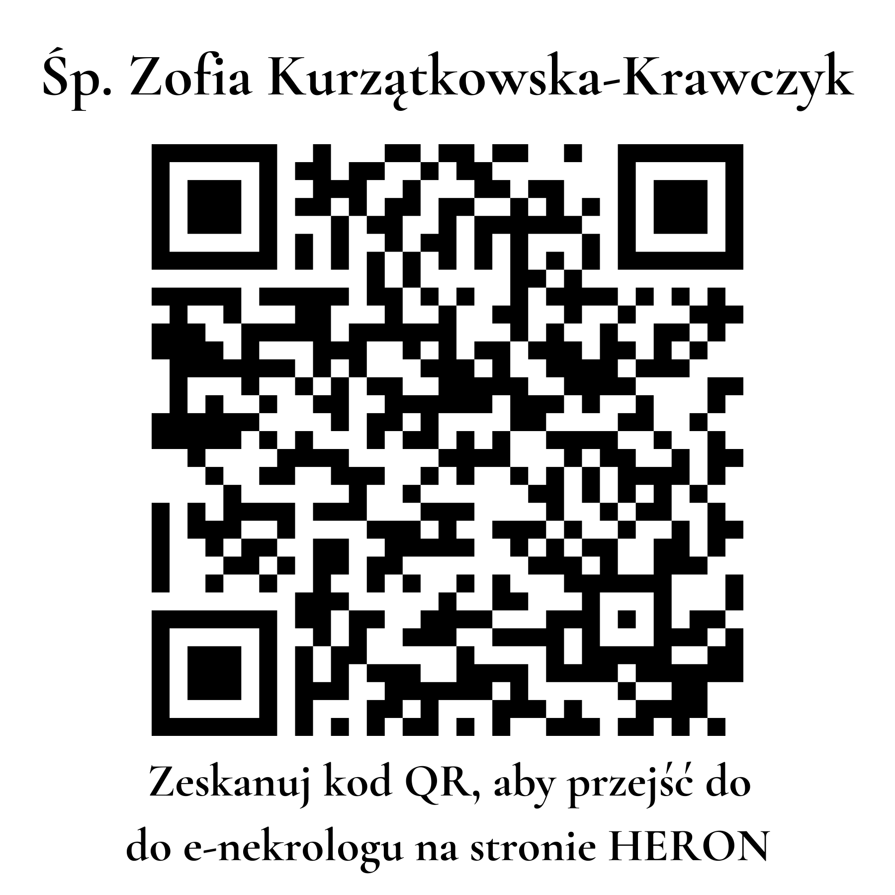 Kod QR do nekrologu Zofia Kurzątkowska-Krawczyk Kod QR do nekrologu Zofia Kurzątkowska-Krawczyk