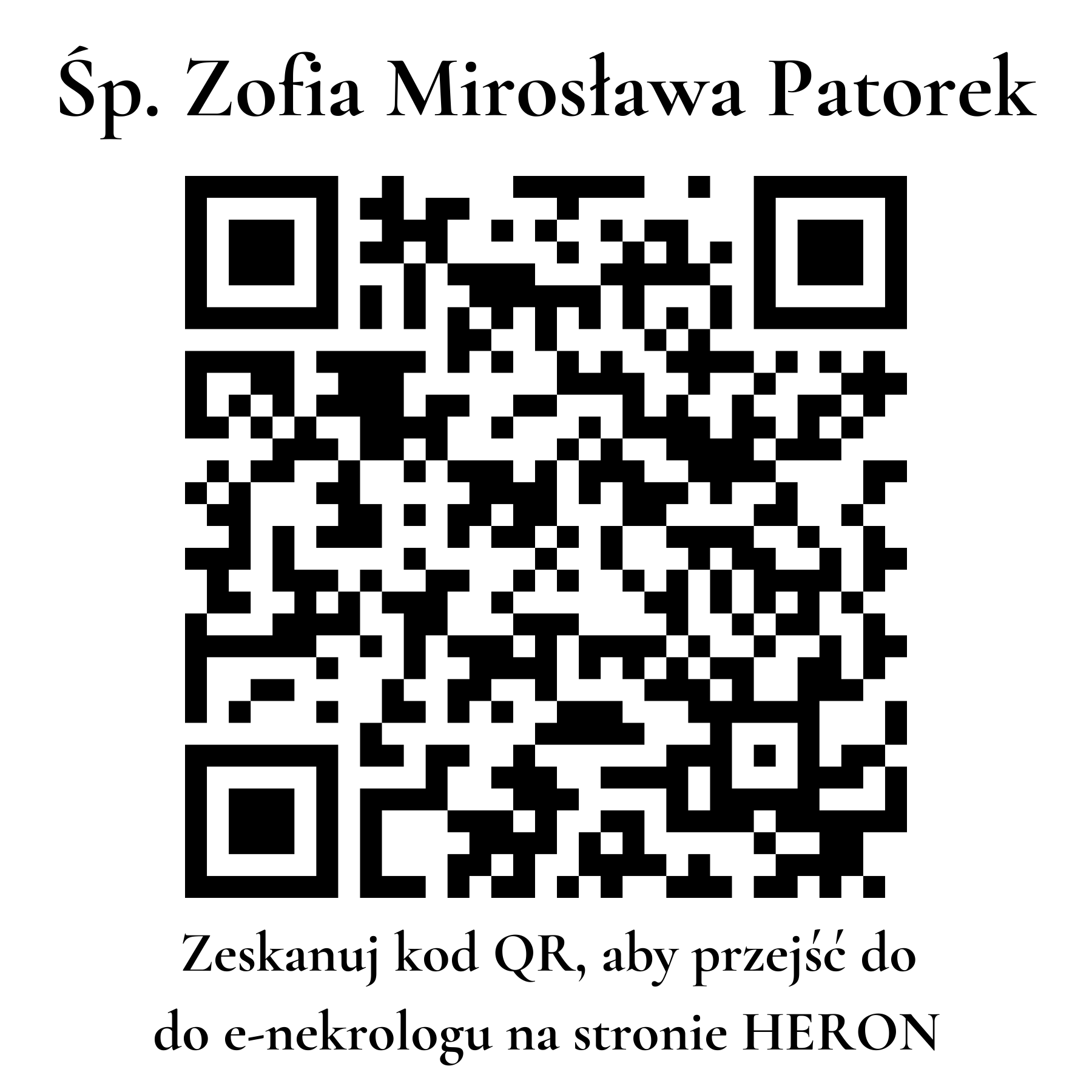 Kod QR do nekrologu Zofia Mirosława Patorek