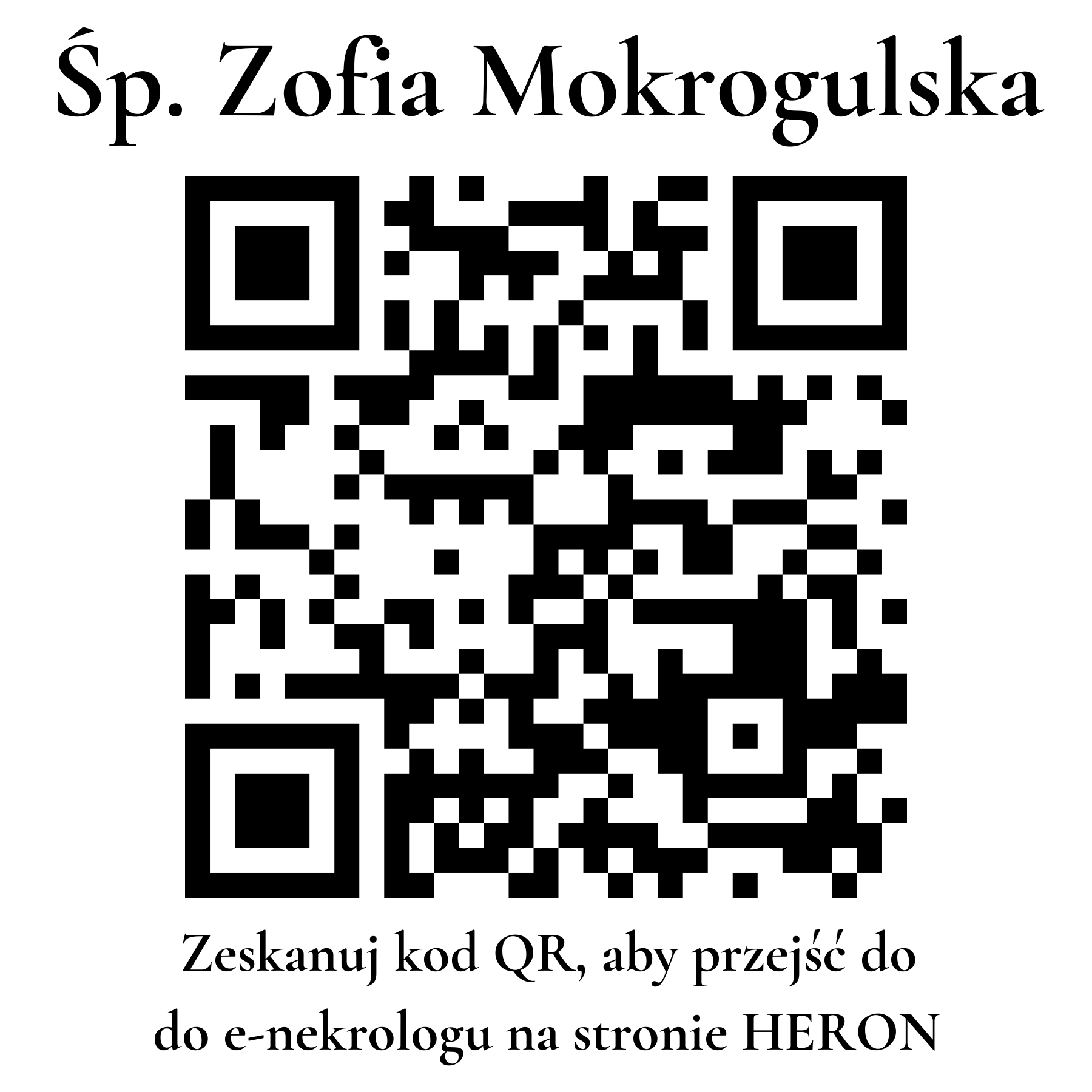 Kod QR do nekrologu Zofia Mokrogulska Kod QR do nekrologu Zofia Mokrogulska