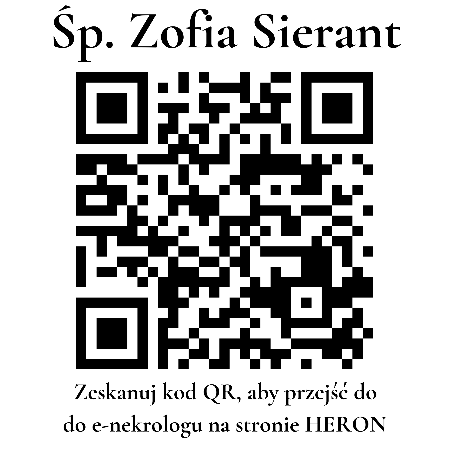 Kod QR do nekrologu Zofia Sierant
