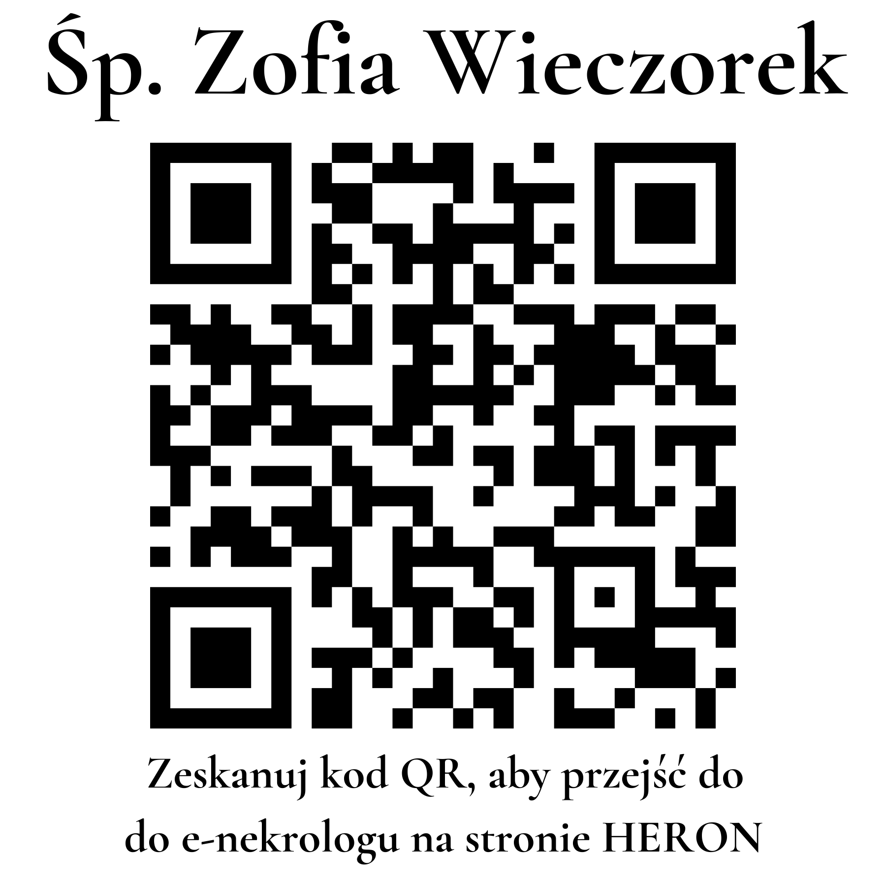Kod QR do nekrologu Zofia Wieczorek Kod QR do nekrologu Zofia Wieczorek